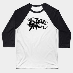 Black Dragon Abstract Baseball T-Shirt